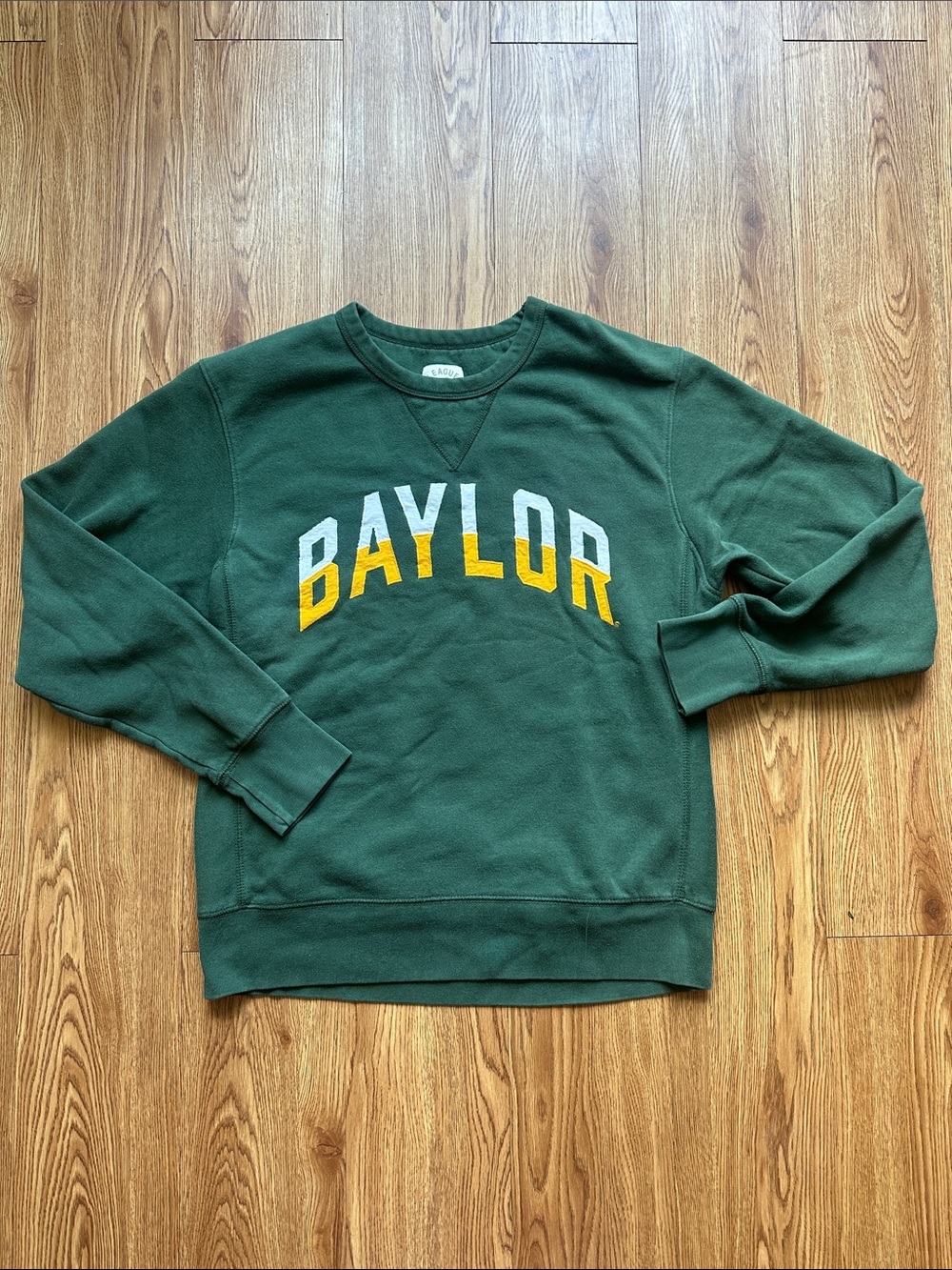 League Baylor Arch Crewneck Sweatshirt in Forest Green with Gold and White Logo